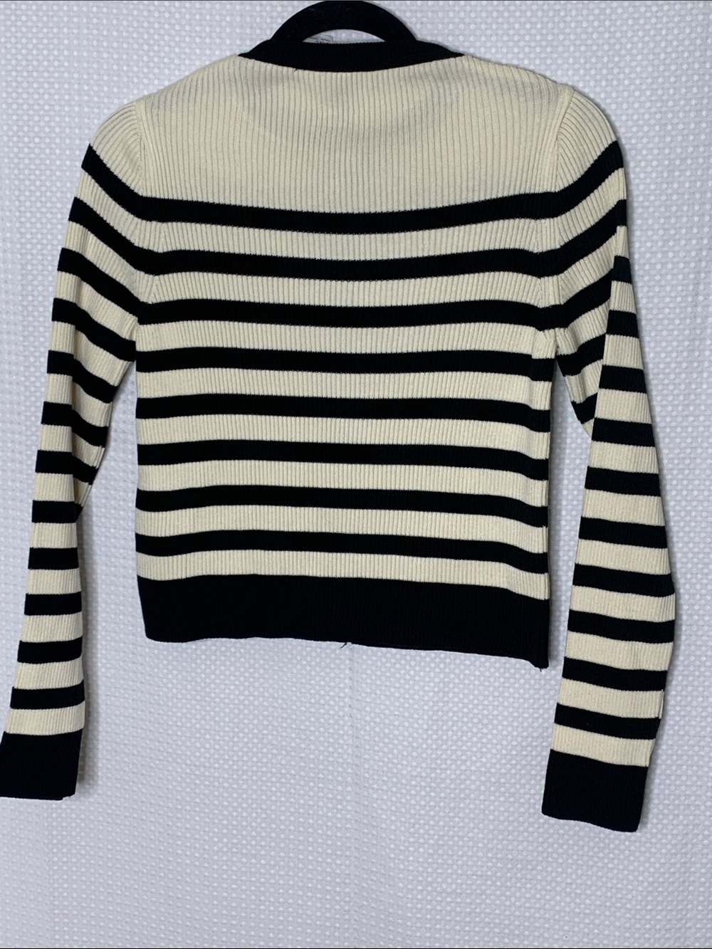 H&M Cream and Black ribbed striped button front cardigan small - Picture 3 of 9